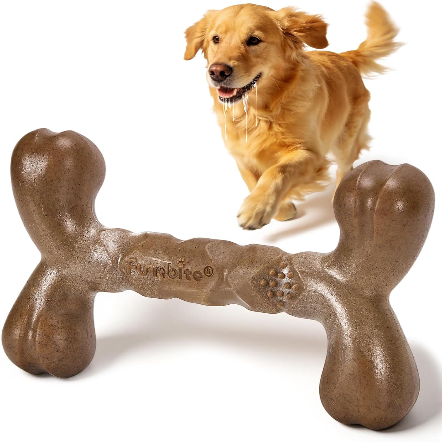 Funnbite Large Dog Bones for Aggressive Chewers, Bacon Scented & Nylon Bone to Keep Them Busy, Durable Chew Toy for Medium & Large Breeds (25-80 lbs)
