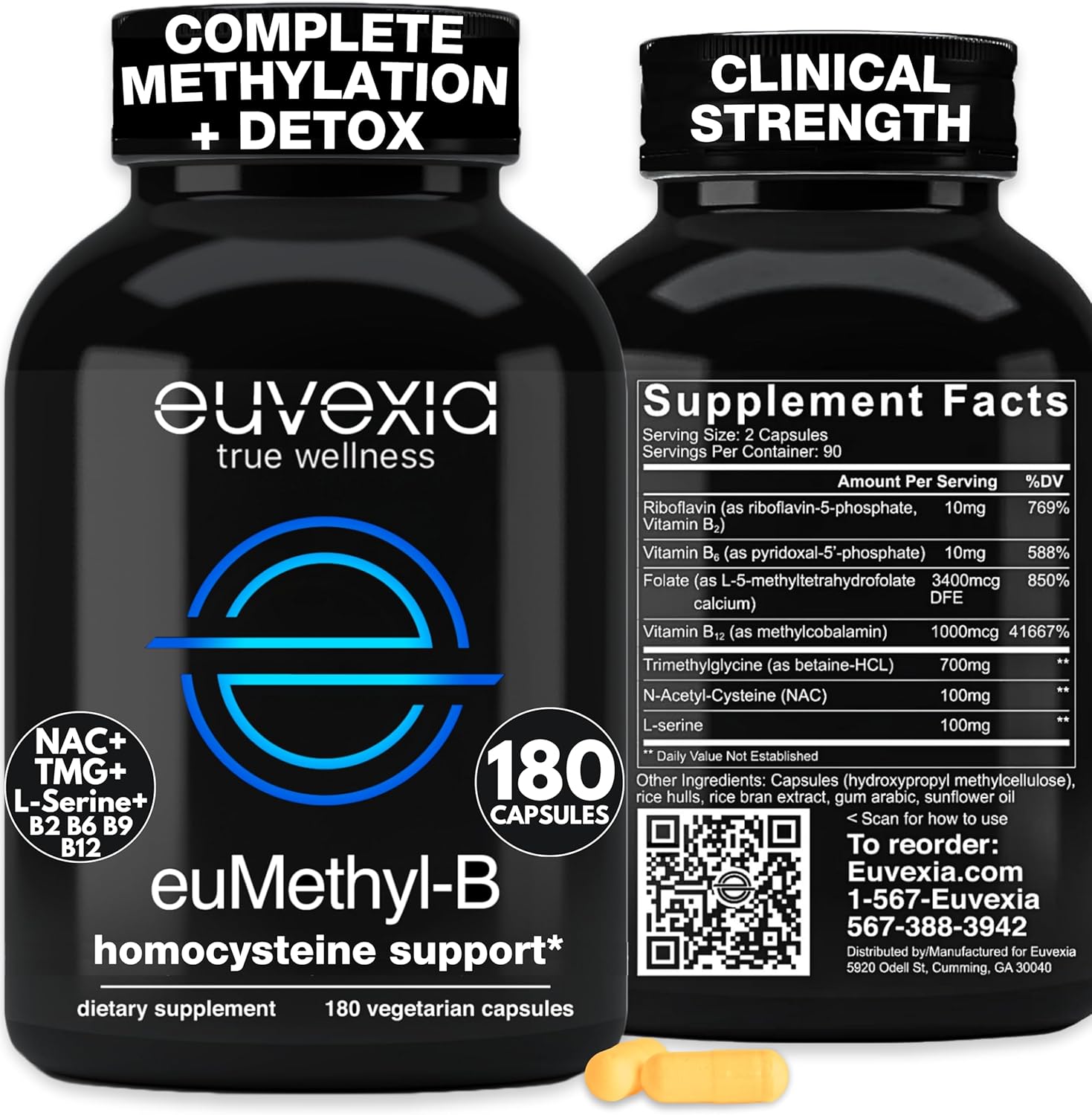 Dr Ekberg Methylated B Complex Vitamins Riboflavin B6 B12 Folate L-Serine NAC & TMG Supplements Brain Heart MTHFR Immune Support - Methylated Multivitamin L Methylfolate Active 5-MTHF (180) Dr Ekberg euMethyl-B