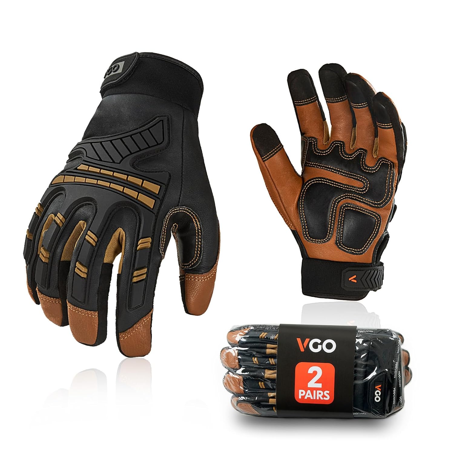 Vgo... Heavy Duty Work Gloves Men,Goat Leather,Water Repellent