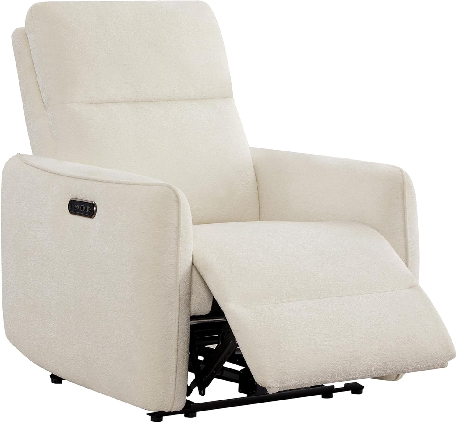 Watson & Whitely Power Lay Flat Recliner Chair with Power Headrest, Electric Recliner for Adults with USB/Type-C Charging Ports, Fabric Upholstered Reclining Chair for Living Room, Bedroom (Cream)