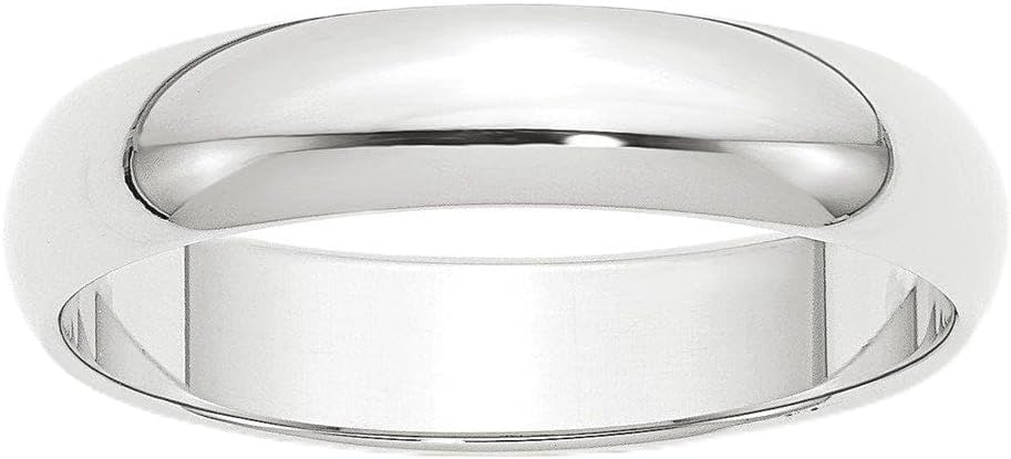 TUTISS Platinum 5mm Plain Classic Dome Wedding Band Ring