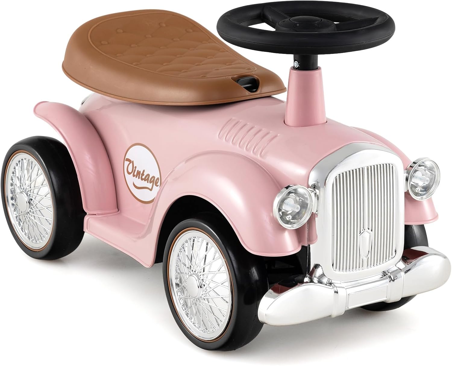 Costzon Ride On Push Car for Toddlers, Classic Kids Foot-to-Floor Sliding Car With Steering Wheel, Horn & Under Seat Storage, Ride On Toy for Boys Girls 18-36 Months (Pink)