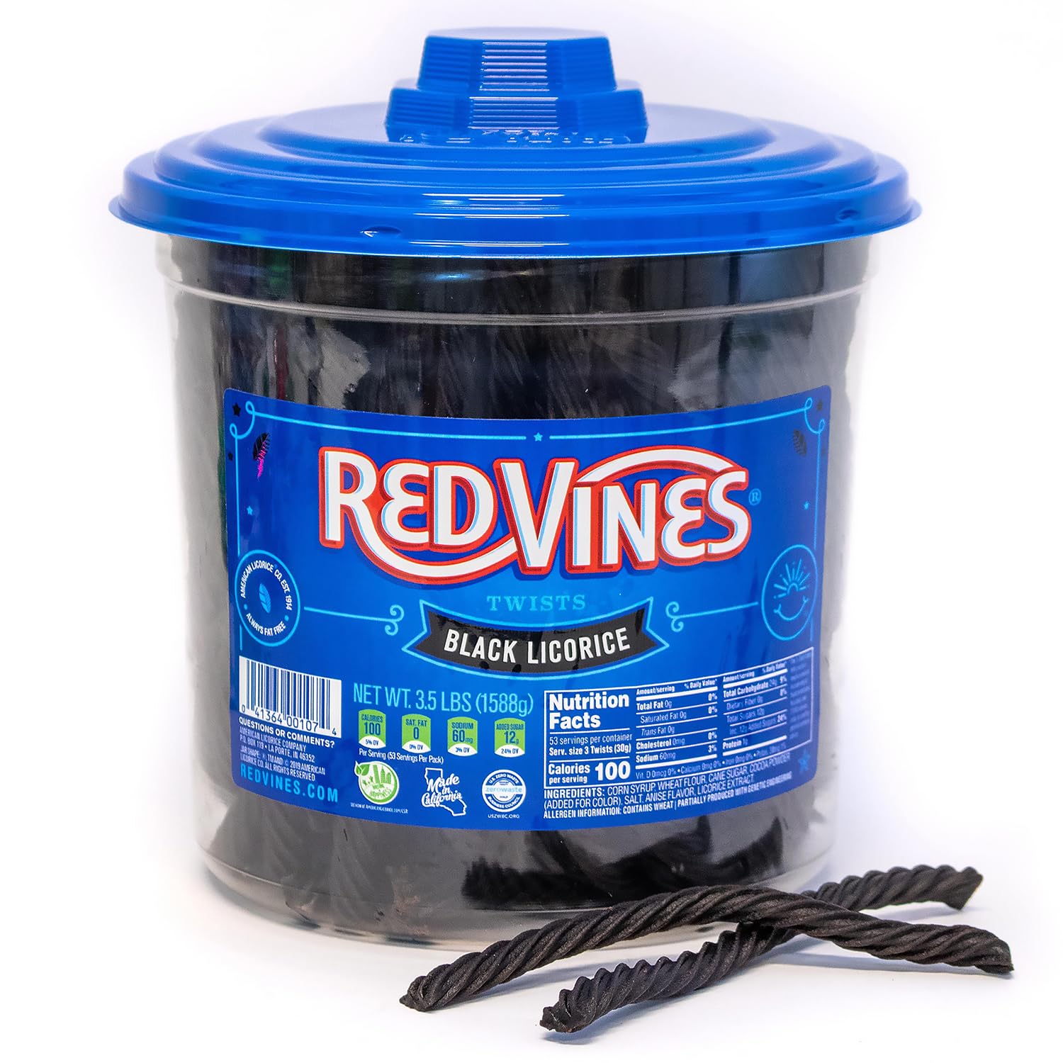 Red Vines Black Licorice Twists, 3.5 lb Tub