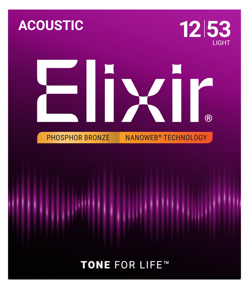 Phosphor Bronze Acoustic Guitar Strings with NANOWEB Coating, Light (.012-.053)