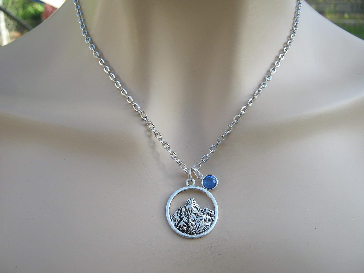 Abundant Earth Works Personalized Mountain Necklace, The Mountains are Calling Birthstone Jewelry, Mountain Charm Pendant