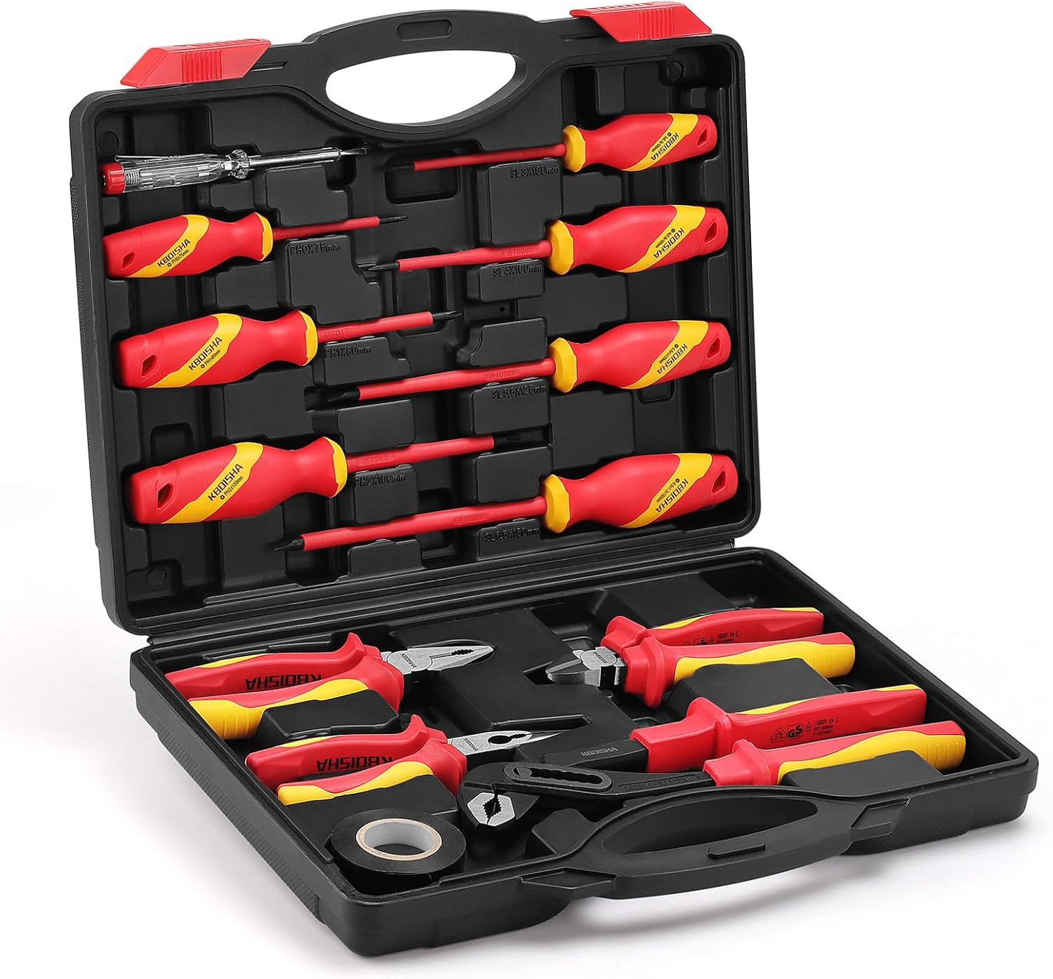 KBOISHA Insulated Screwdriver & Plier Set, 1000V VDE Insulated Electrician Tool Set