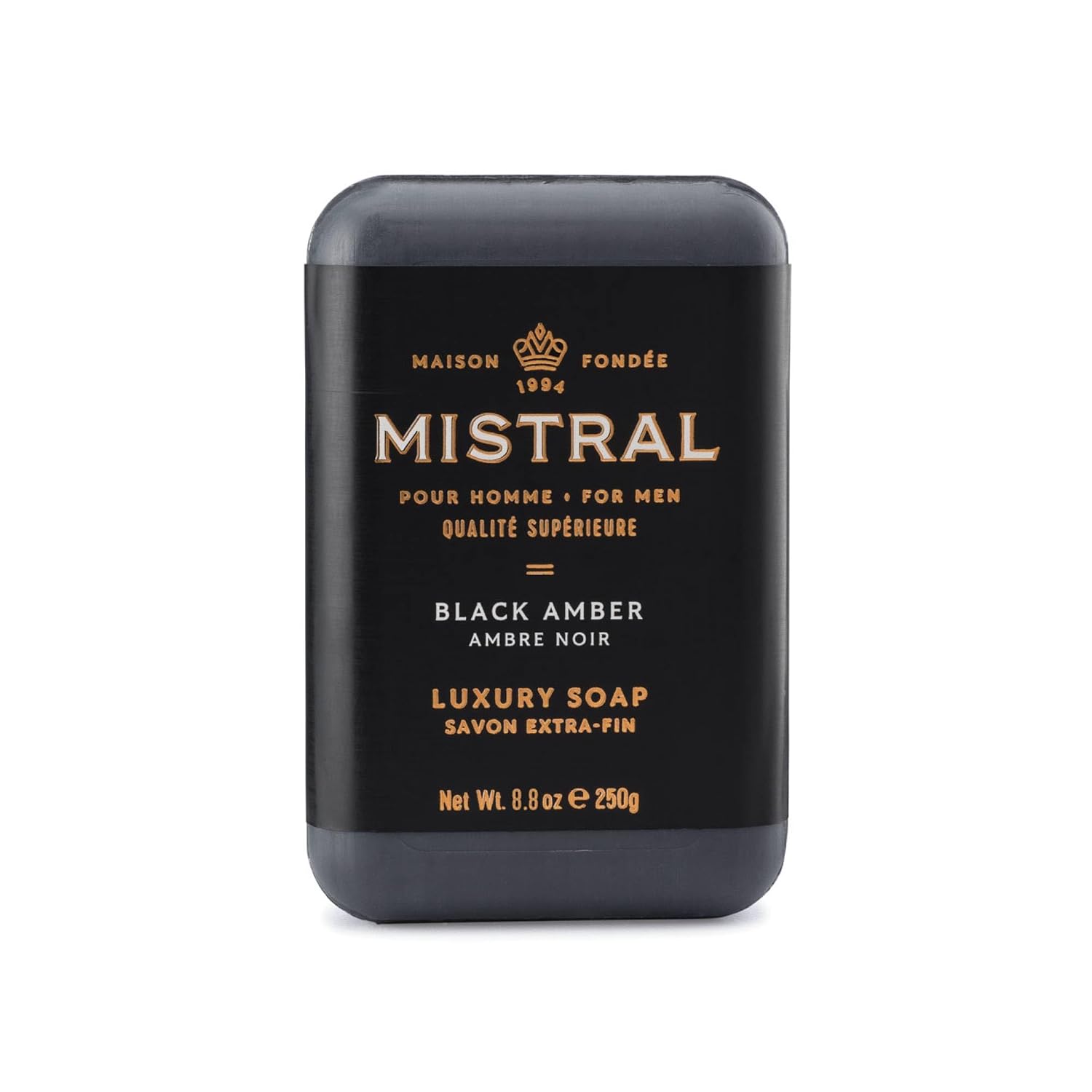 Mistral Black Amber Luxury Bar Soap for Men