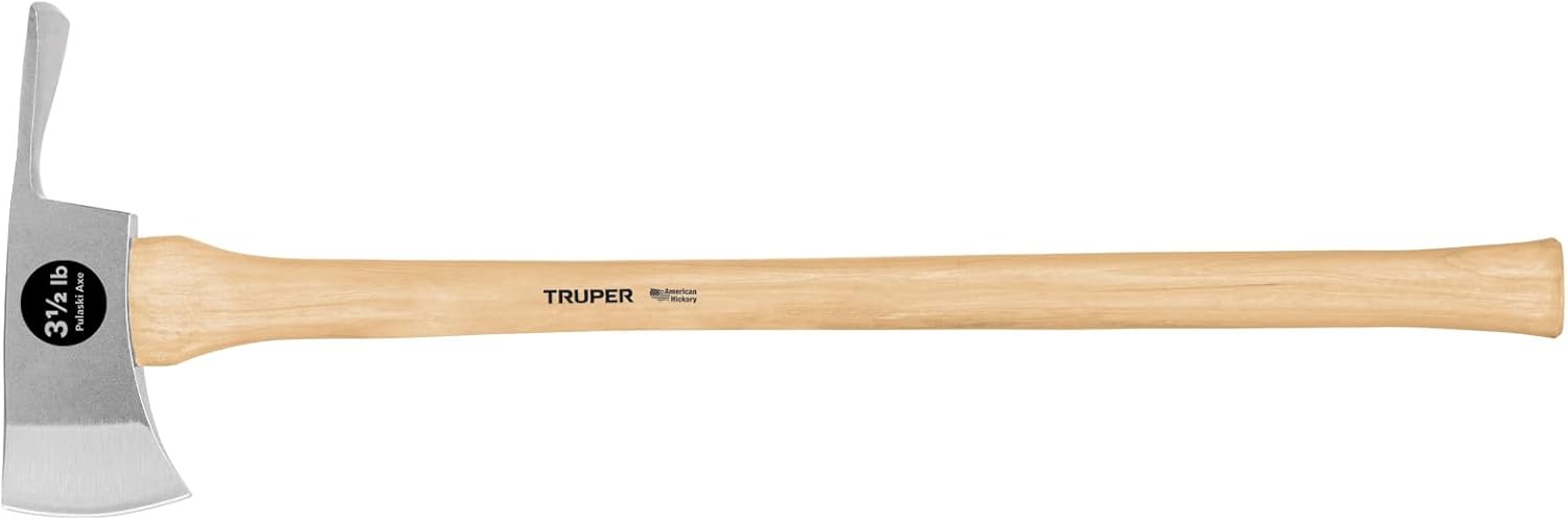 Truper 3.5 lb Pulaski Axe, 34-Inch American Hickory Handle, Forged
