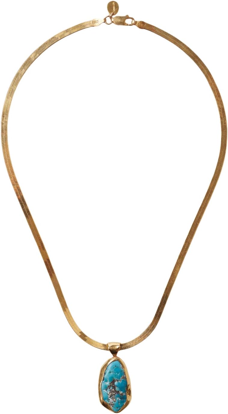 Chan Luu Gold Plated Turquoise Totem Herringbone Necklace