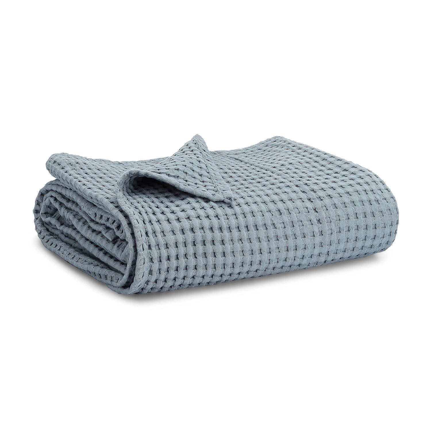 Comfy Cubs Waffle Weave Baby Blanket - 40" x 40" Cotton Blanket with Textured Design - Lightweight Swaddle for Bed, Crib, Stroller, or Couch - Soft Cover for Toddlers, Boys & Girls - Pacific Blue