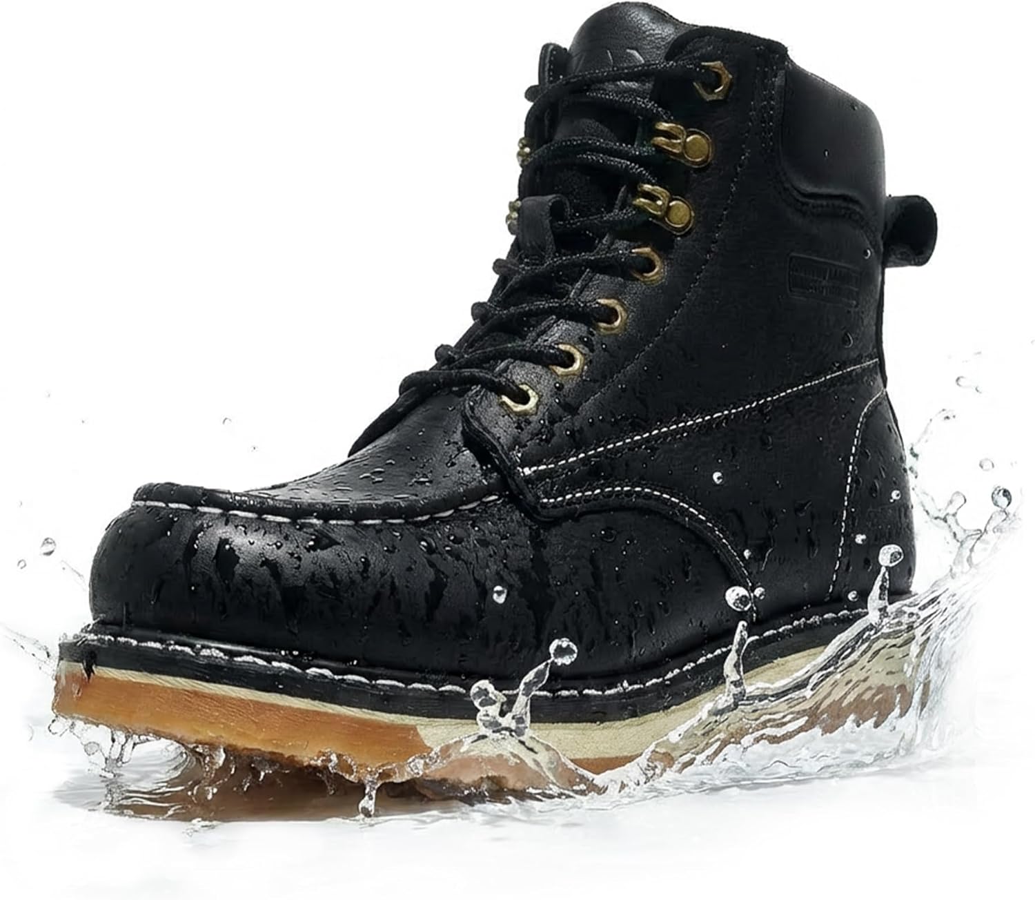 SAFETY LOONG Moc Toe Work Boots for Men Soft Toe Waterproof