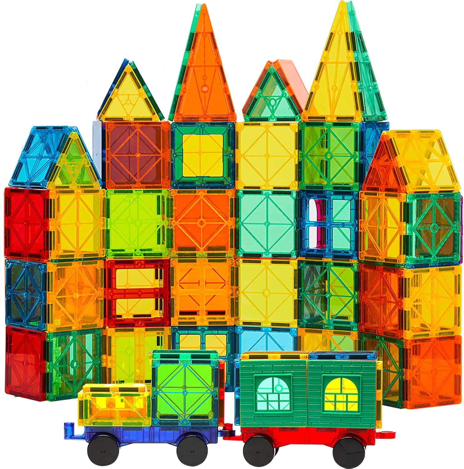 CuteTiger Magnetic Tiles, 64PCS Magnet Building Toys, Magnetic Building Set, Stacking Blocks, Perfect STEM Toys Gift for Kids Boys and Girls