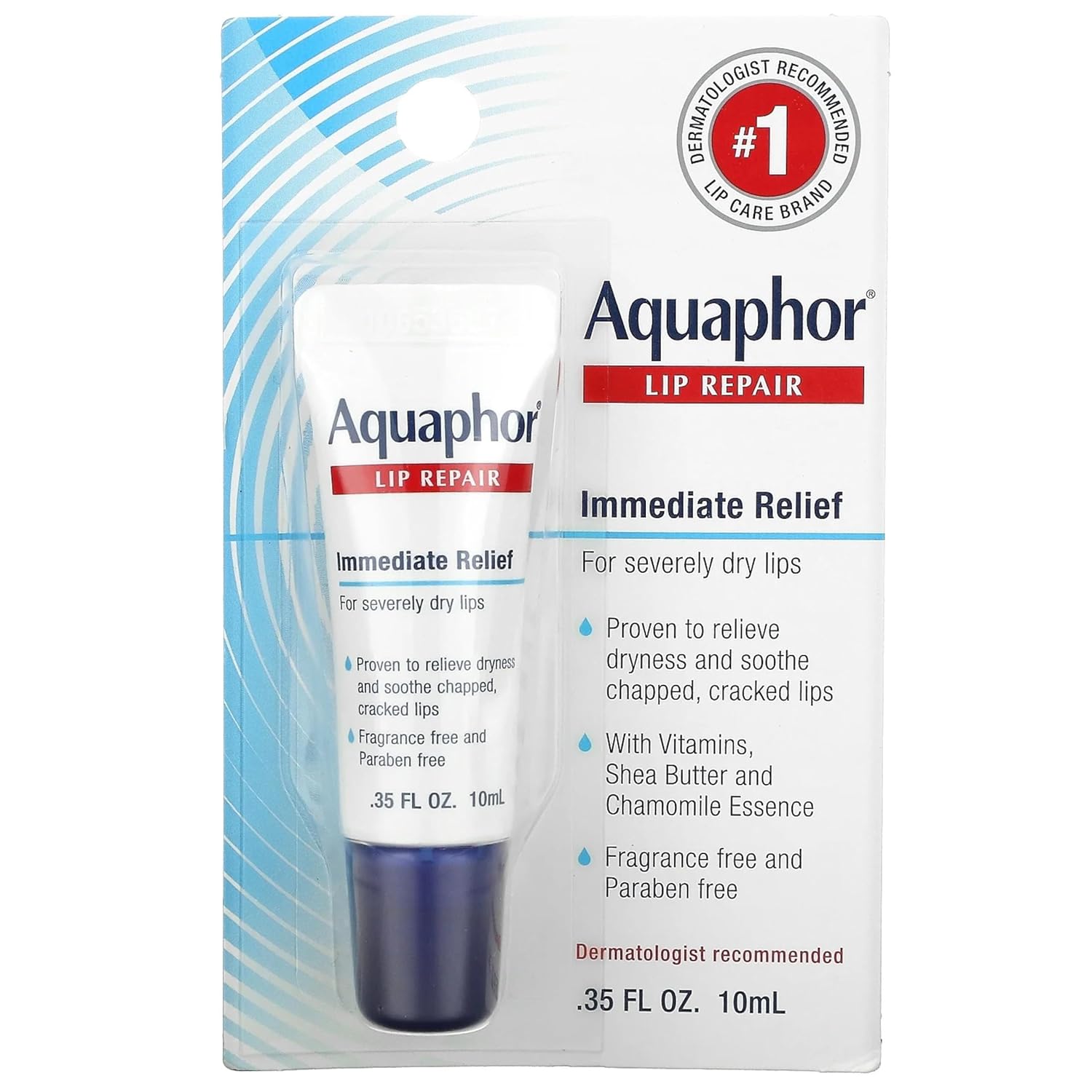 Aquaphor Lip Repair Ointment - Long-lasting Moisture to Soothe Dry Chapped Lips