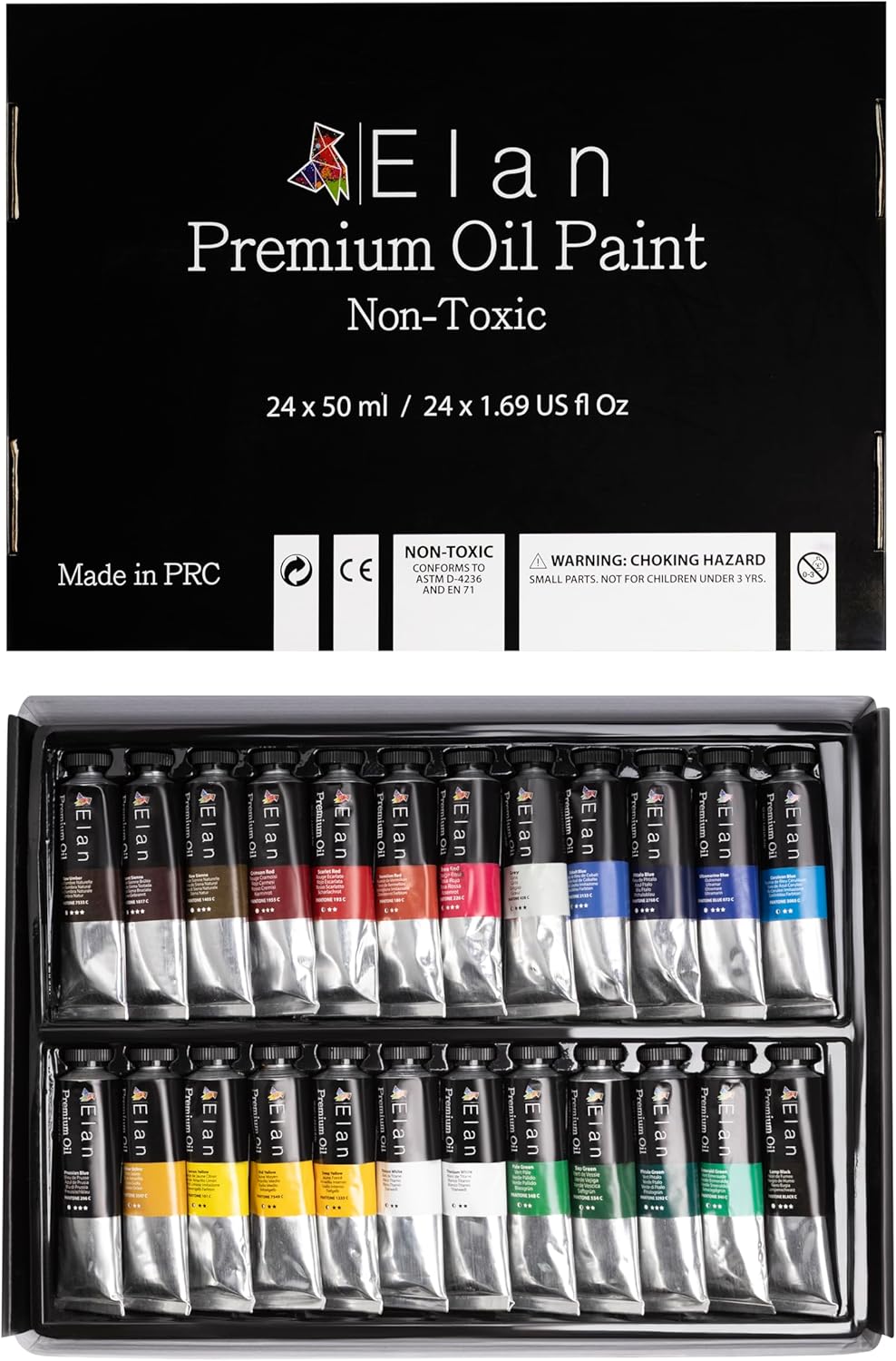 Elan Professional Oil Paint Set, 24 Vibrant Colors