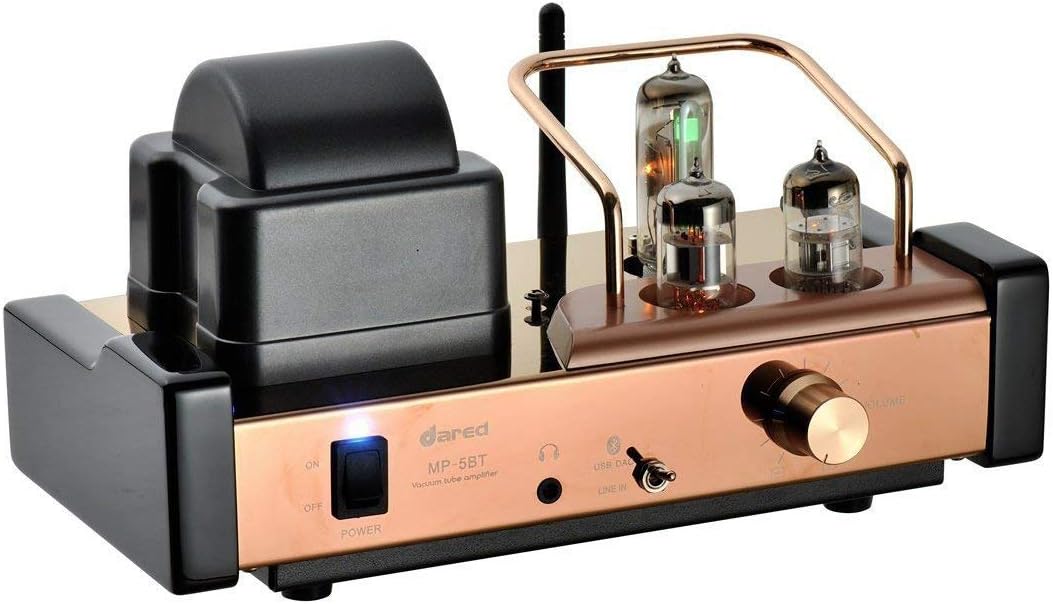 Dared MP-5BT HiFi Vacuum Tube Amplifier, Professional Stereo Integrated Amplifier, USB DAC/Line Input, 25W x 2 Output, with 6N1,6N2,6E2 Tubes