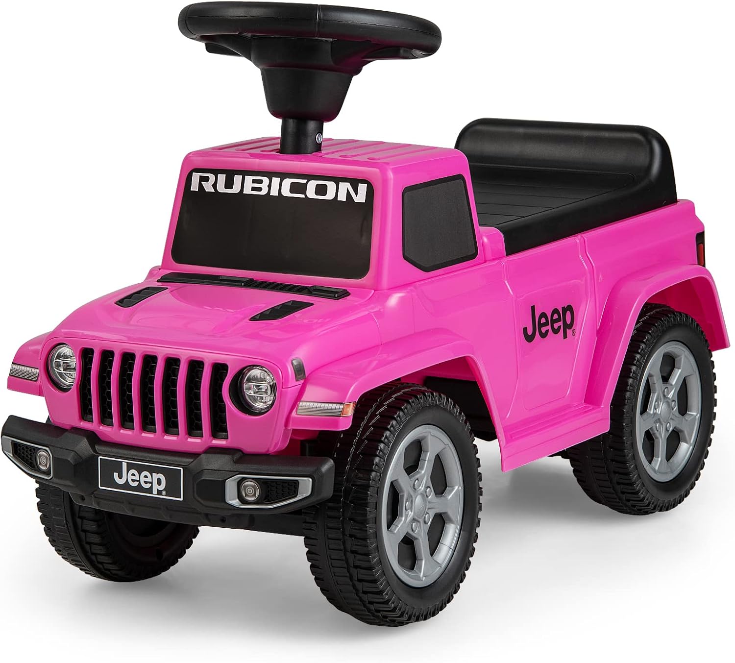 OLAKIDS Ride On Push Car, Licensed Jeep Foot-to-Floor Toddler Sliding Racer with Engine Sound, Horn, Under Seat Storage, Baby Walking Toy Gift for Boys Girls Kids Age 1.5-3 (Pink)