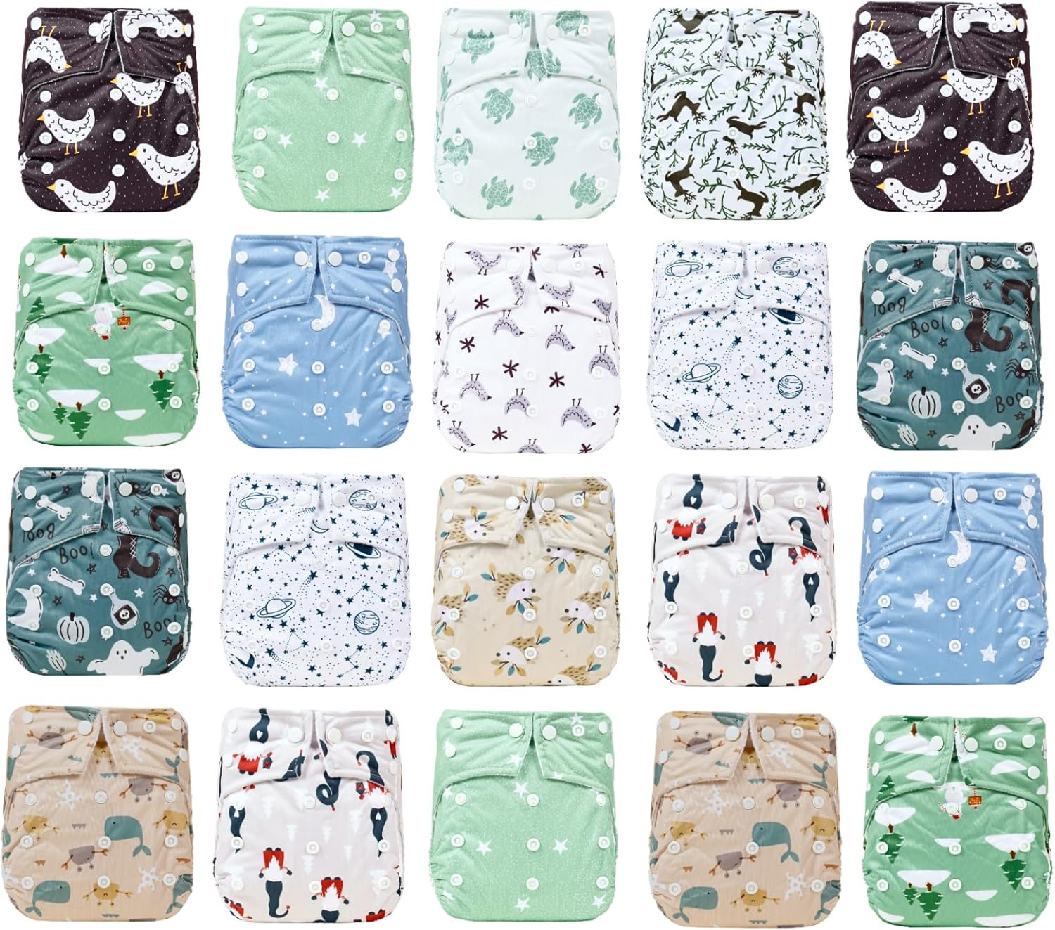KaWaii Baby One Size Pocket Cloth Diaper Shells, Washable, Reusable, Adjustable