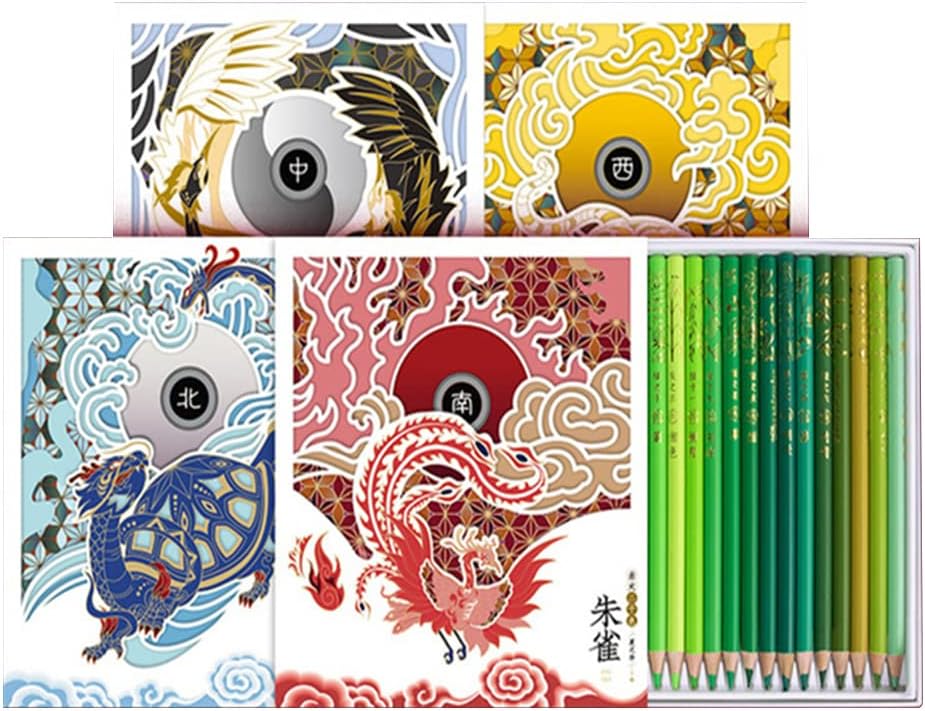 Phoenix 50 Pcs Phoenix Colored Pencils Set, Oriental Style Traditional Color Oil Colors Pencil, Premium Quality Soft Core Colored Leads Art Gift Box for Adult Artists and Professionals (50 colors)