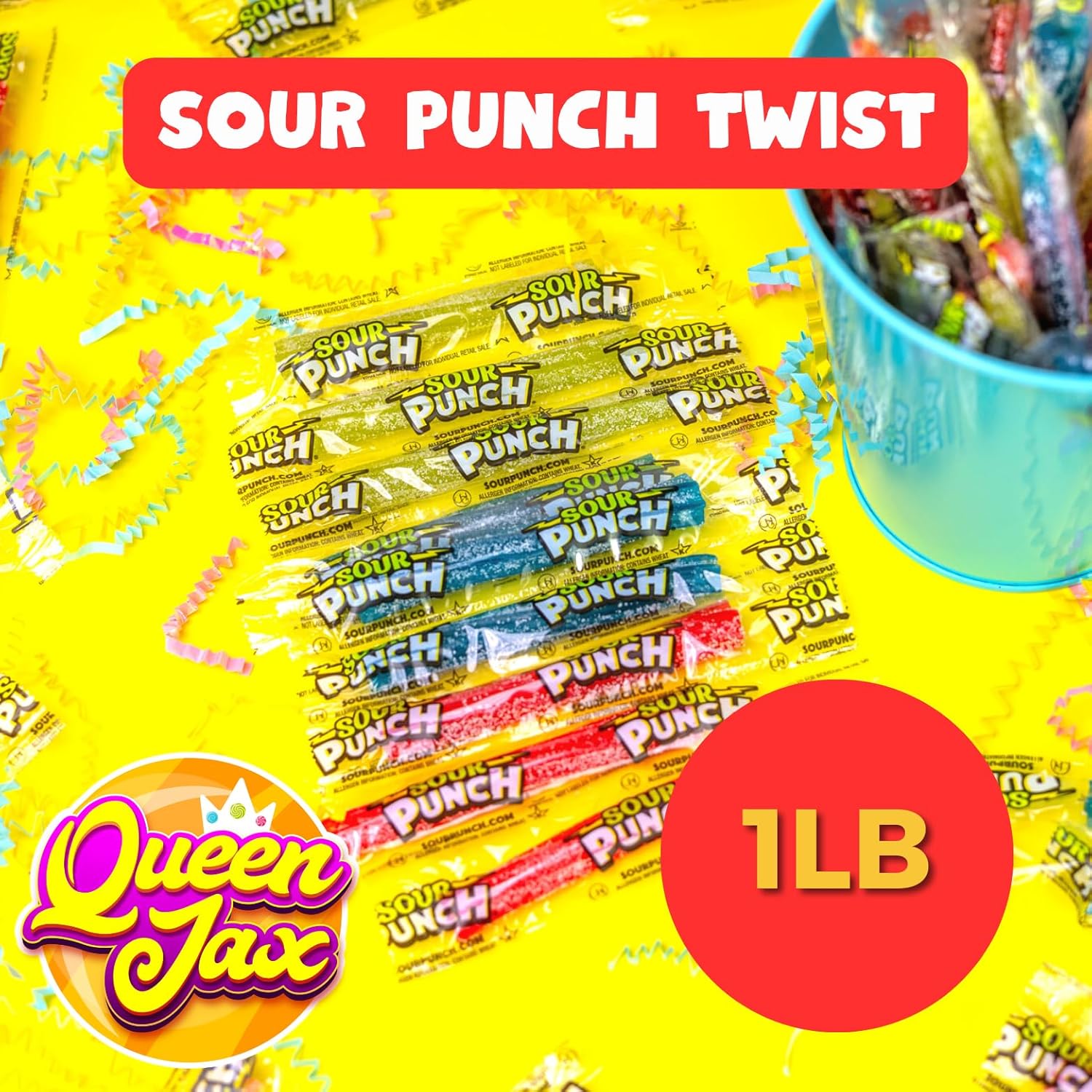 Sour Punch Twists Bulk Candy, 4 Flavors, 1 lb Bag