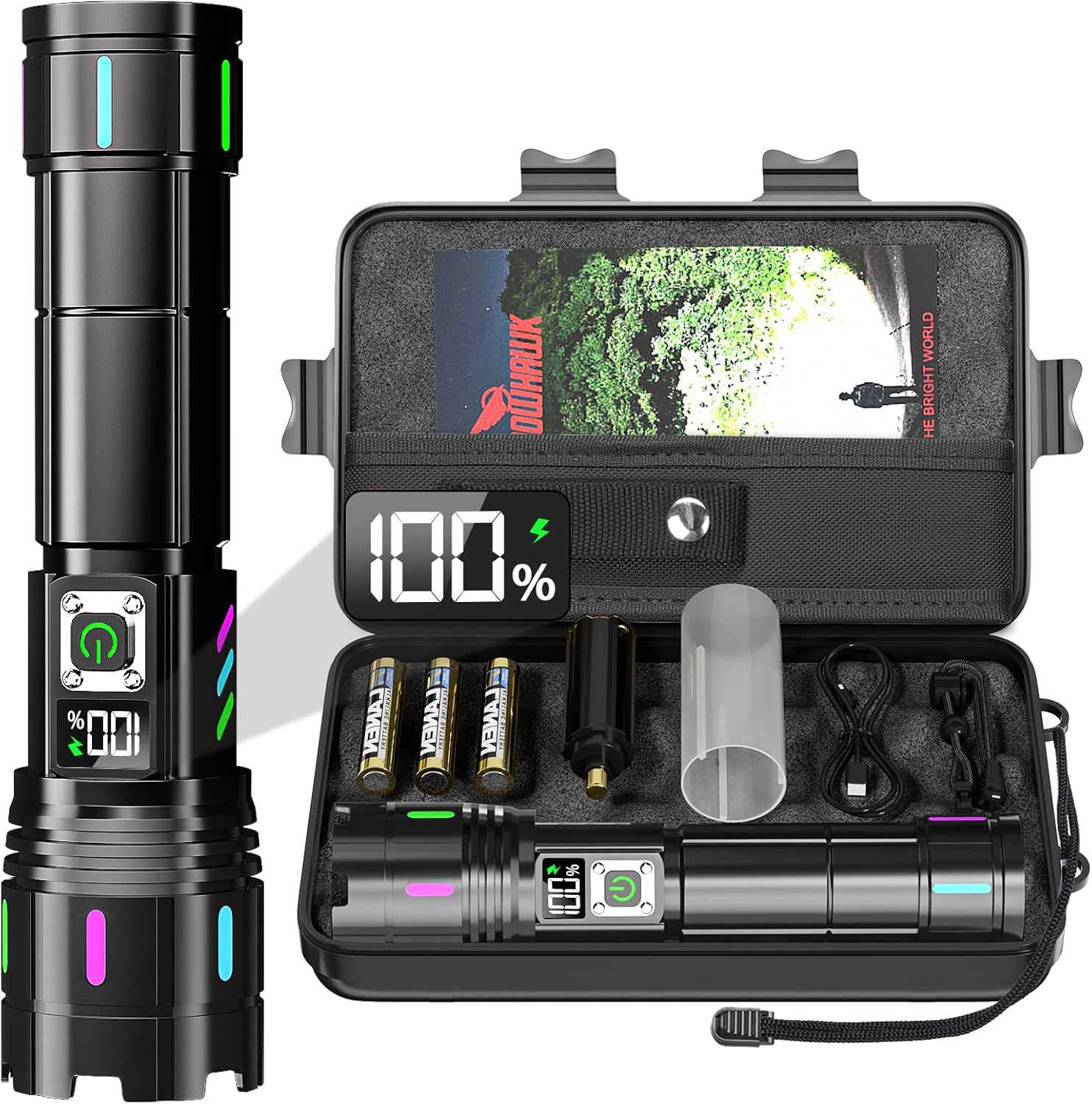 VOLISABER Flashlight 2000 High Lumens Rechargeable - 30W Super Bright LED Flash Light with LCD Display | 3937ft Beam & 12H Long Lasting USB C Powerful Handheld Flashlight for Home, Camping, Hiking, Emergency