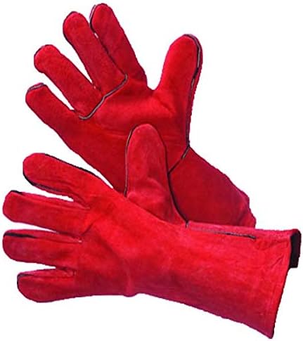 Elisanliving RED WELDING GLOVES, FULL WELTED AND LINED, IN DURABLE HIGH-GRADE SHOULDER SPLIT COWHIDE