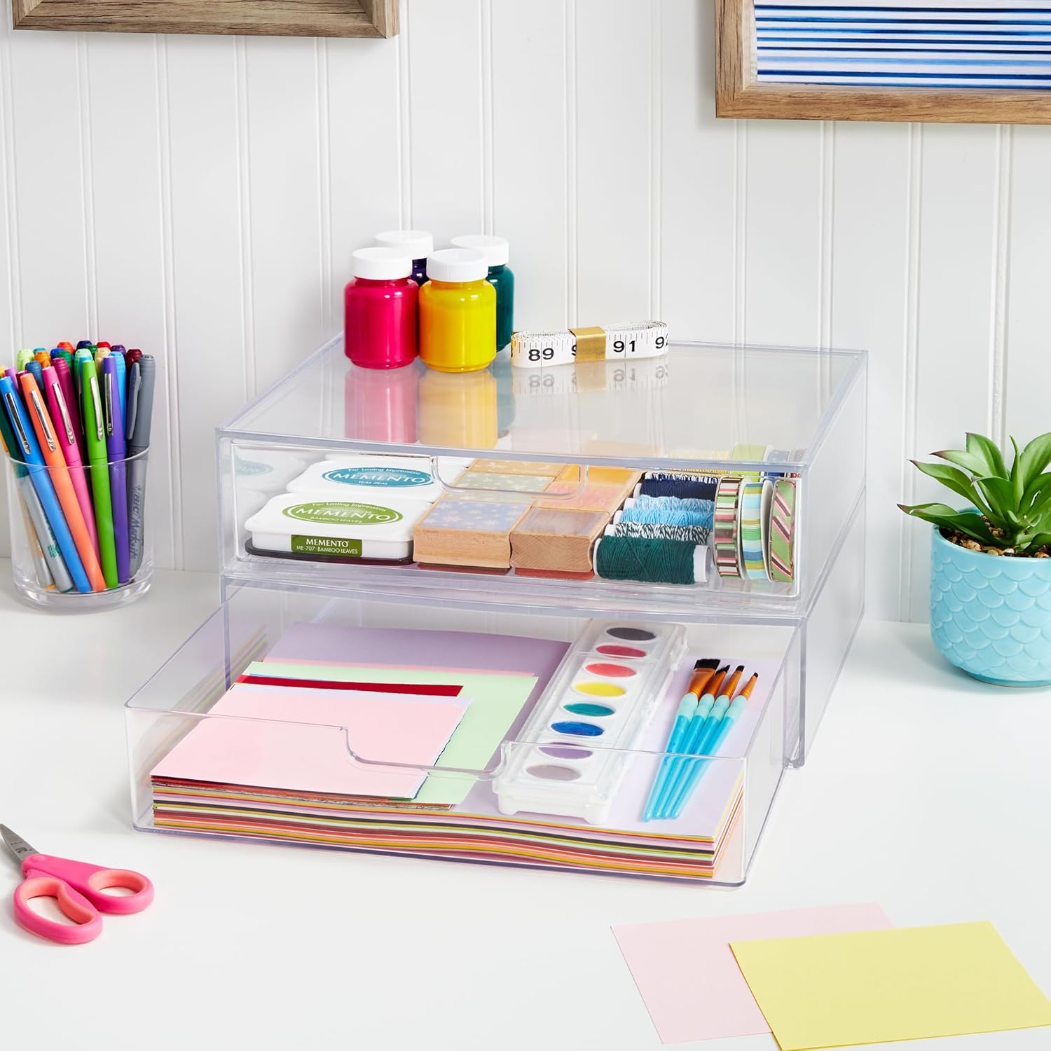STAX Stackable Organizer Drawers, Set of 2, Clear