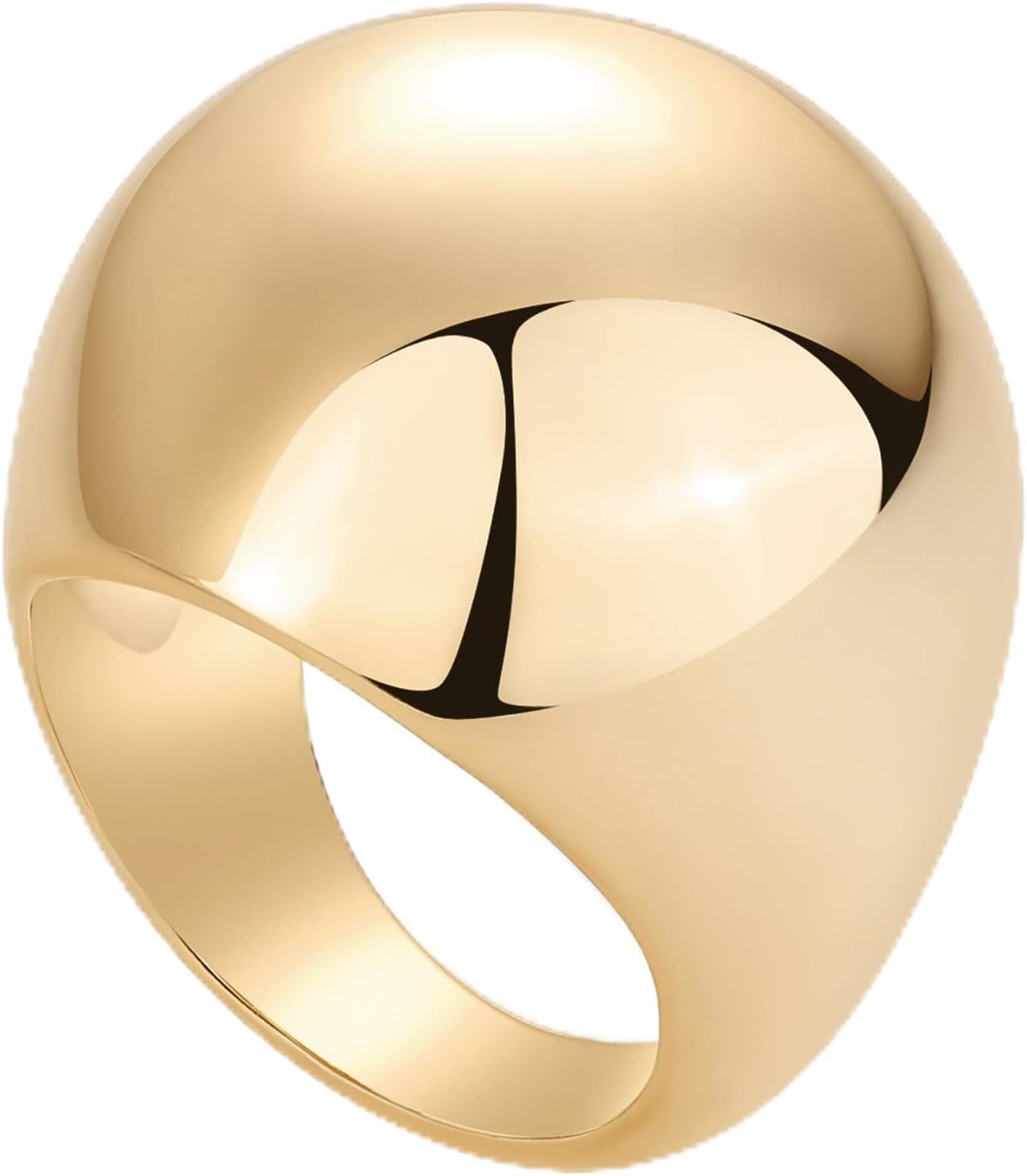 PAVOI 14K Yellow Gold Plated Chunky Domed Statement Ring for Women | Lightweight Trendy Sphere Rings | Statement Jewelry | Size 8