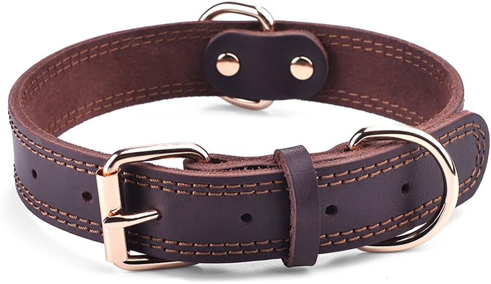 DAIHAQIKO Genuine Leather Dog Collar