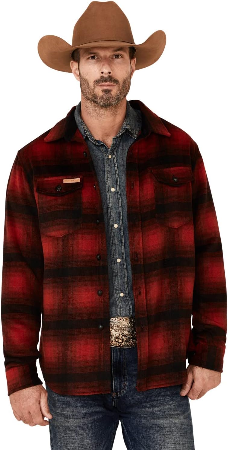 Powder River Outfitters Men's Ombre Plaid Wool Button-Front Shirt