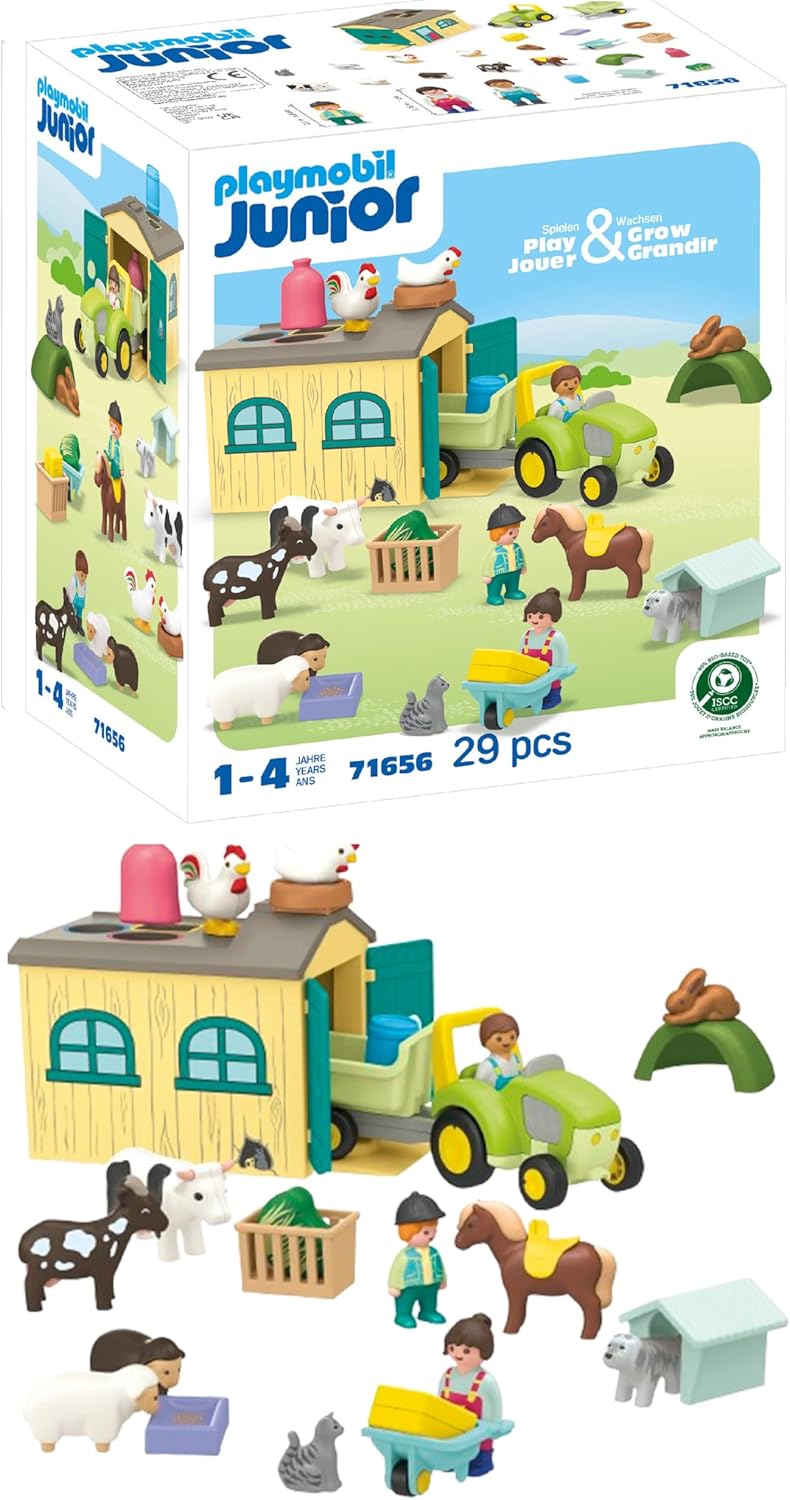 PLAYMOBIL Junior: Farm Adventure with Tractor, Trailer, and Animal Friends