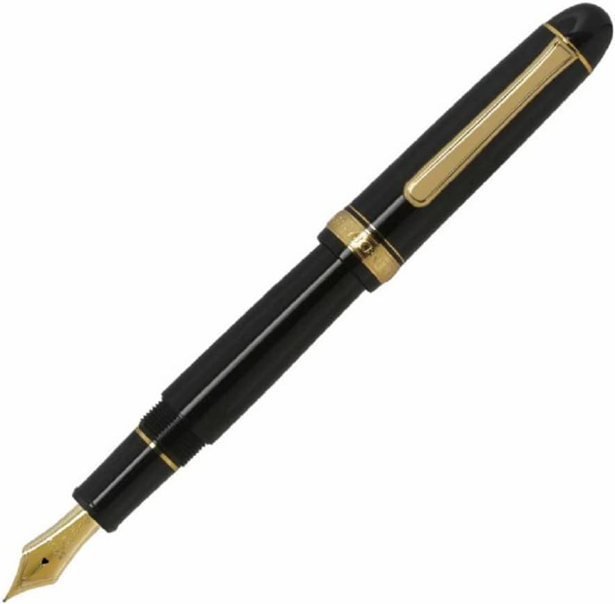 Platinum Pen Fountain Pen #3776 Century Extra Fine Point Black in Black PNB-15000-1-EF With Kanji LOVE Sticker, 5.49x6.06x0.6 in