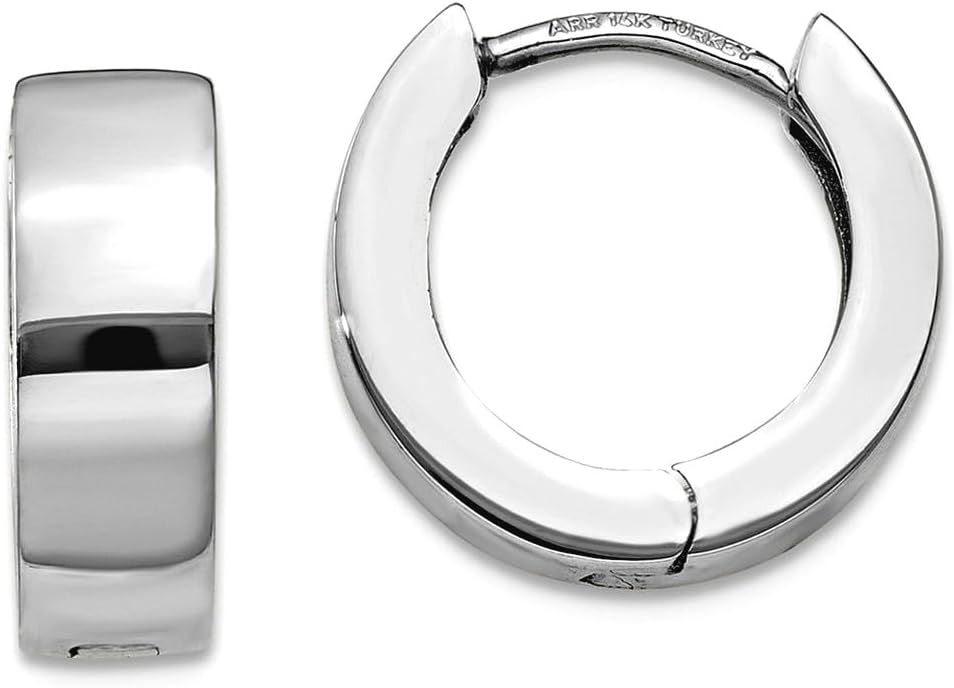 Generic 14k White Gold Solid Polished Hinged Hoop Earrings 8x4.5mm Wide