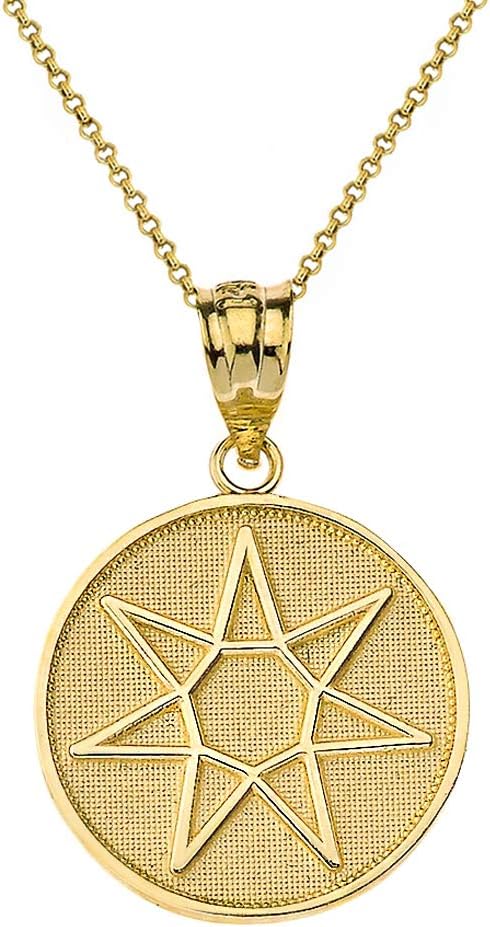 Generic Solid 14k Gold Septagram 7 Pointed Fairy Star Heptagram Amulet Pendant Necklace
