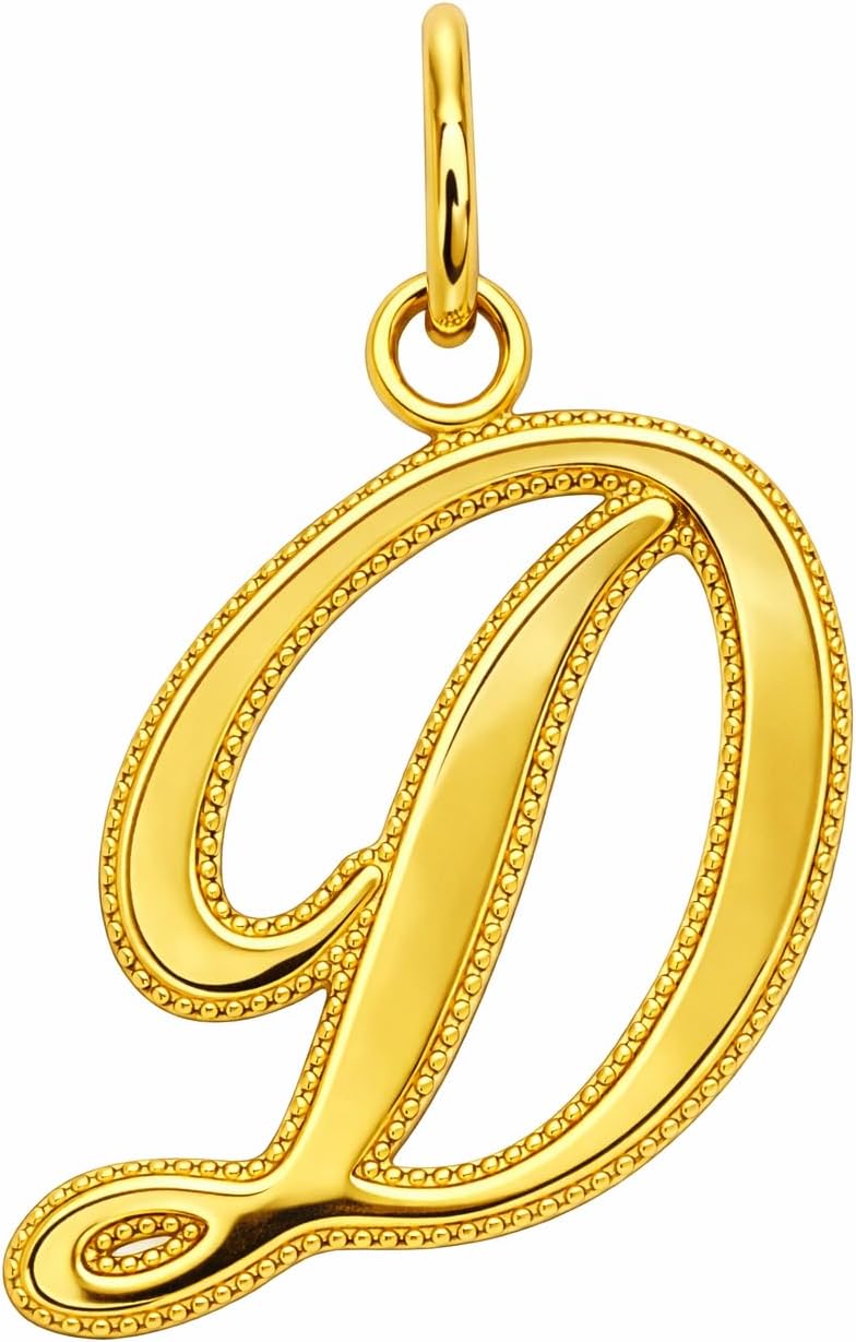 Takar Gold Gold Initial Letter Pendant For Necklaces, 14k Solid Gold Cursive Letters A-Z
