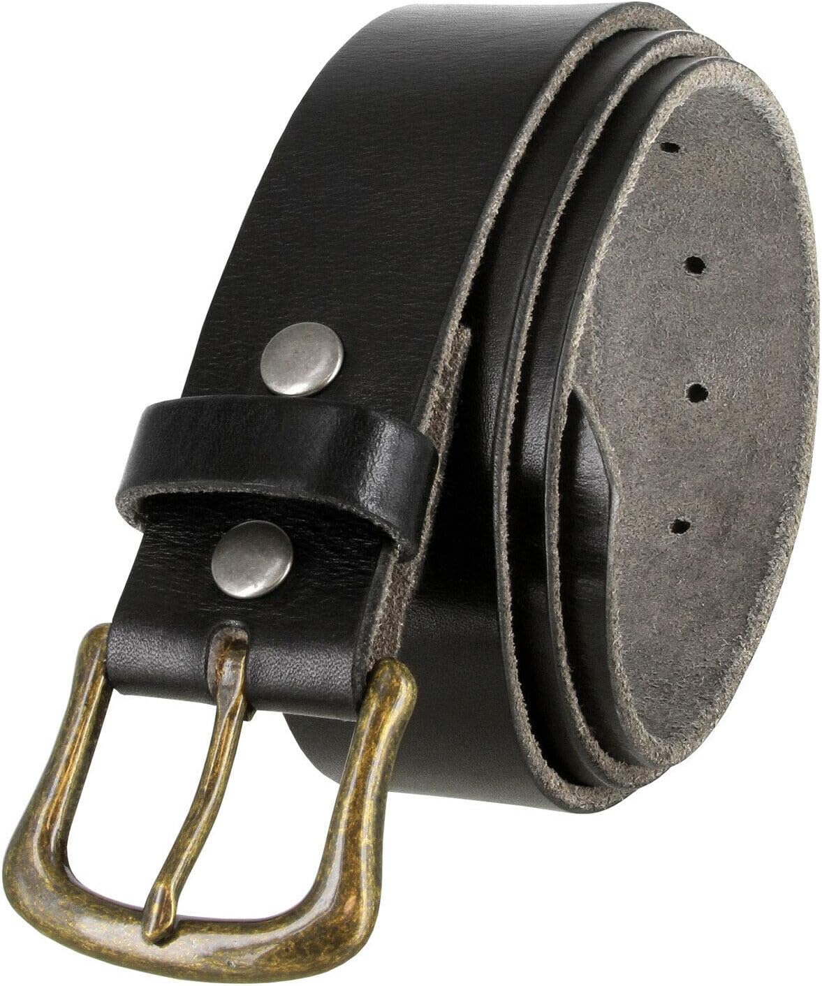 Belts.com Genuine Full Grain One-Piece 100% Leather Belt With Solid Brass Buckle