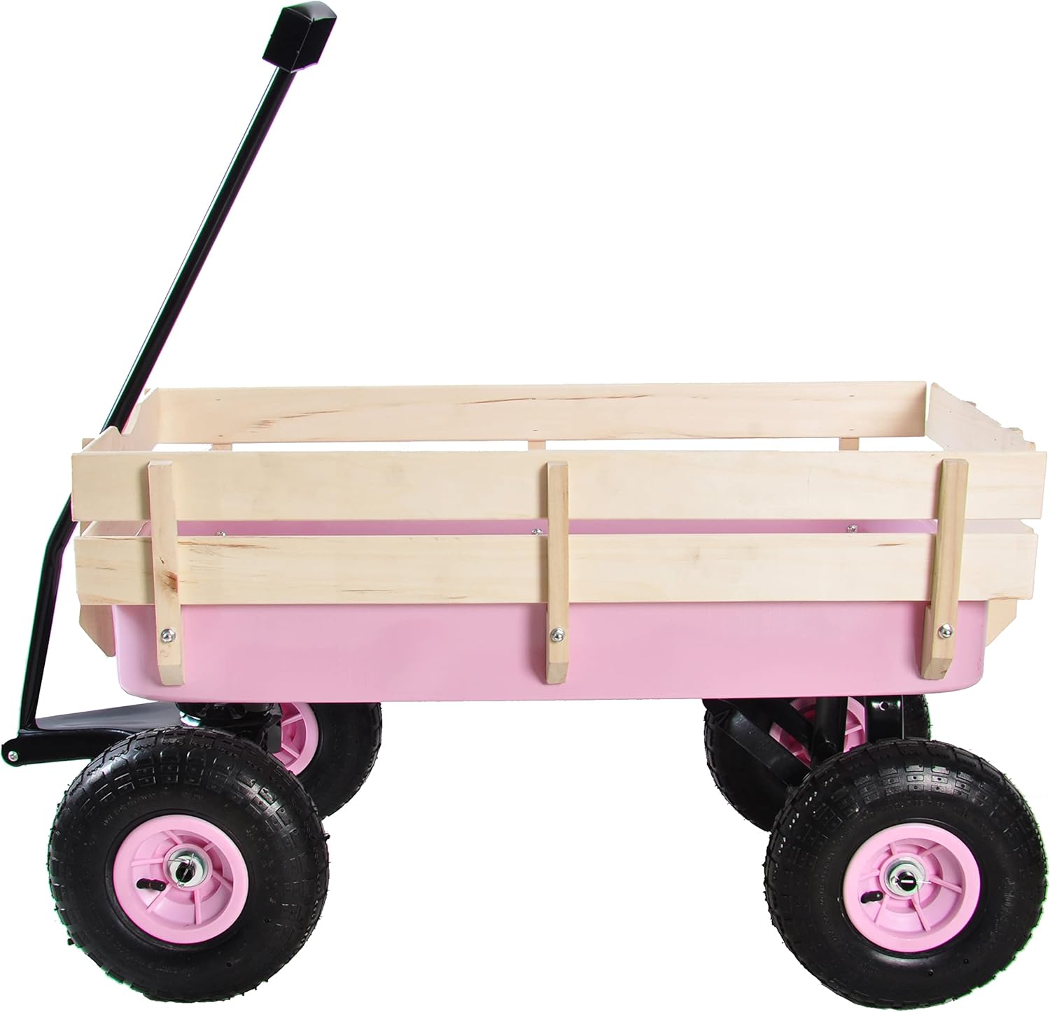 DancingSwan Pink Wooden Wagon for Kids