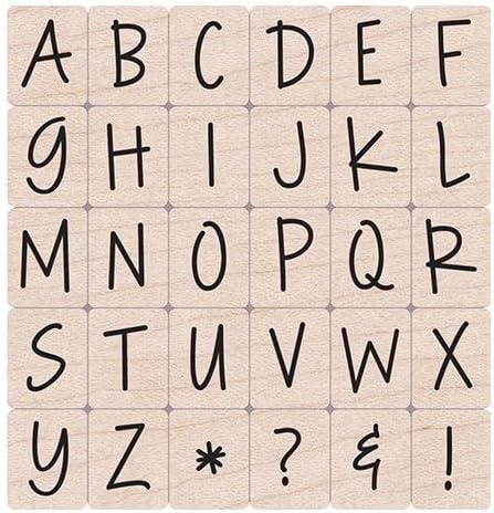 LL243 Happy Upper Case Alphabet Woodblock Stamp Set