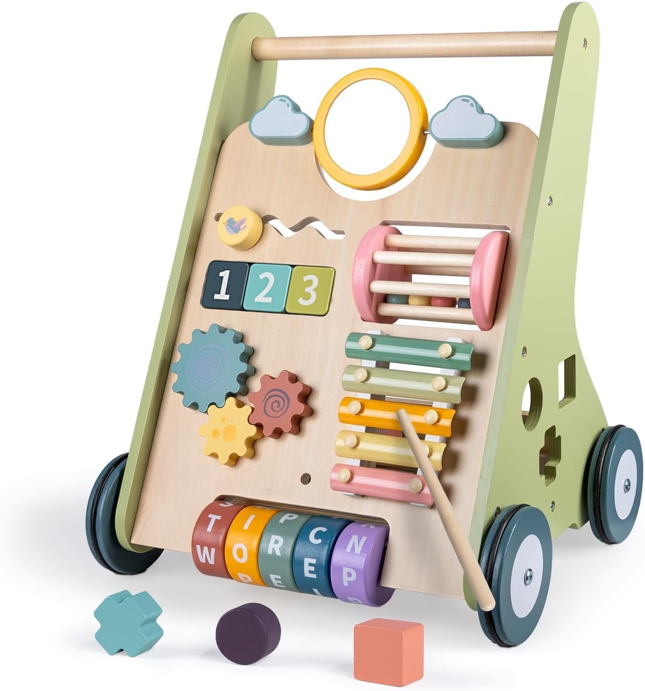 LOL-FUN Wooden Baby Walker with Wheels