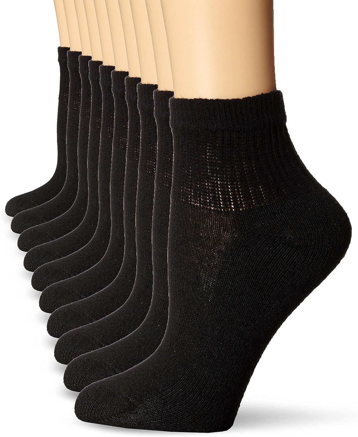 Hanes Womens Value, Ankle Soft Moisture-wicking Socks, Available In 10 And 14-packs Athletic-socks, Black - 10 Pack, 5-9 US