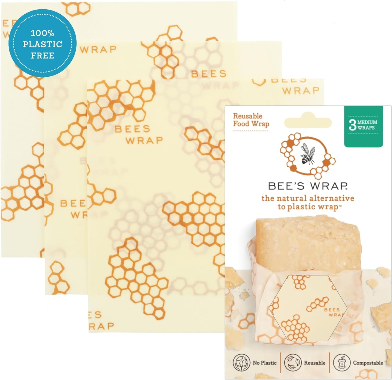 Medium Beeswax Wrap 3 Pack