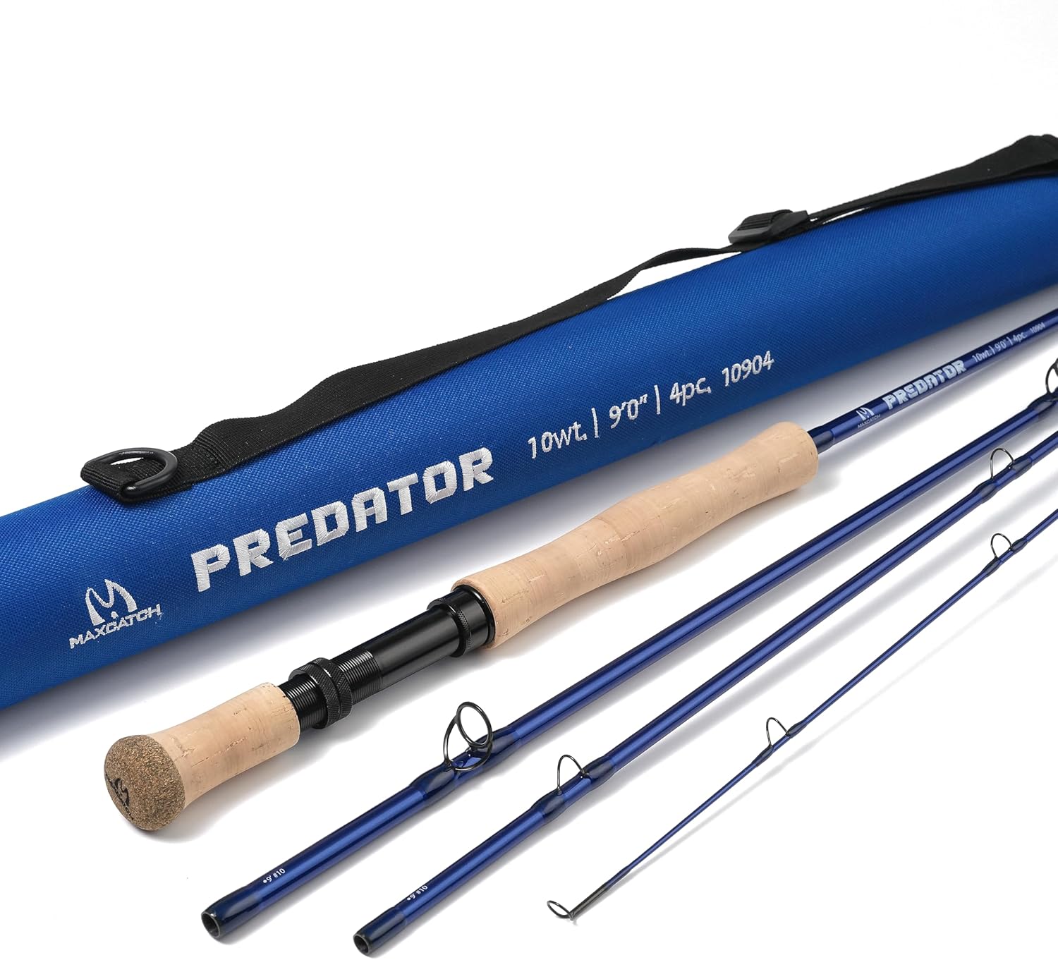 M MAXIMUMCATCH Maxcatch Predator Big Game and Saltwater Fly Fishing Rod: 7'11''/9'/9'2''/10', 4-Piece, 8/9/10/11/12 Weight