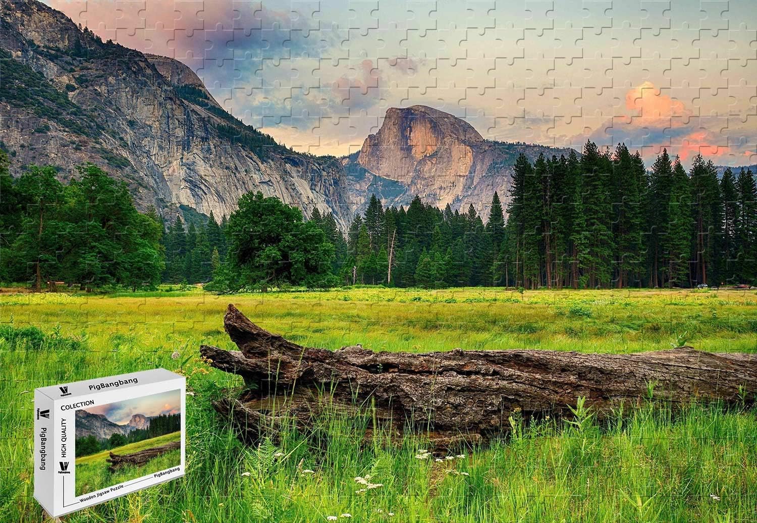 Generic 500 Piece Jigsaw Puzzle - Half Dome from The Ahwahnee Meadow Yosemite Valley Basswood Materials 20.6 X 15.1 Inch Pieces Fit Together Perfectly