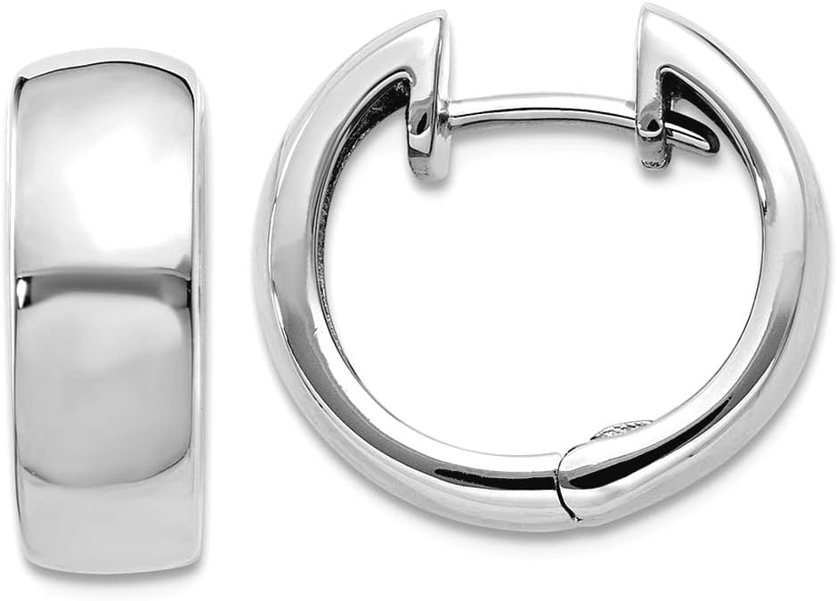 Generic 14k White Gold Polished Hinged Hoop Earrings 12x5.5mm Wide