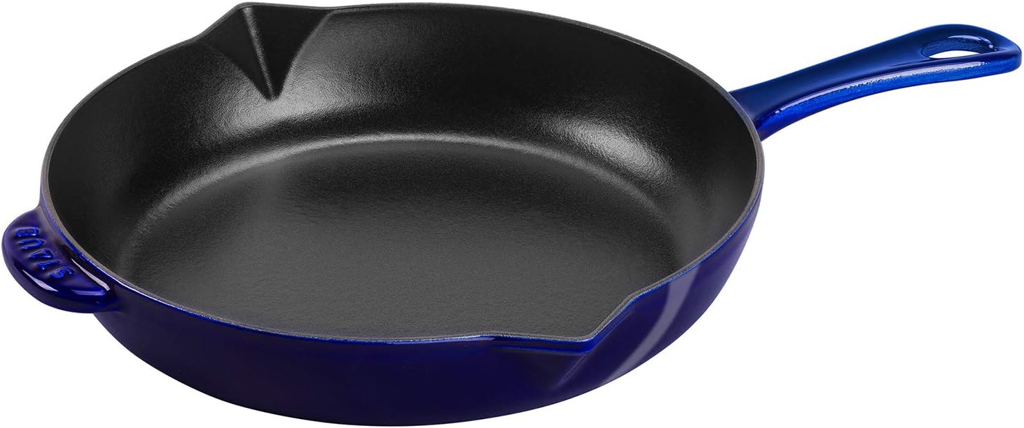 Staub Cast Iron 10-inch Fry Pan - Dark Blue, Made in France