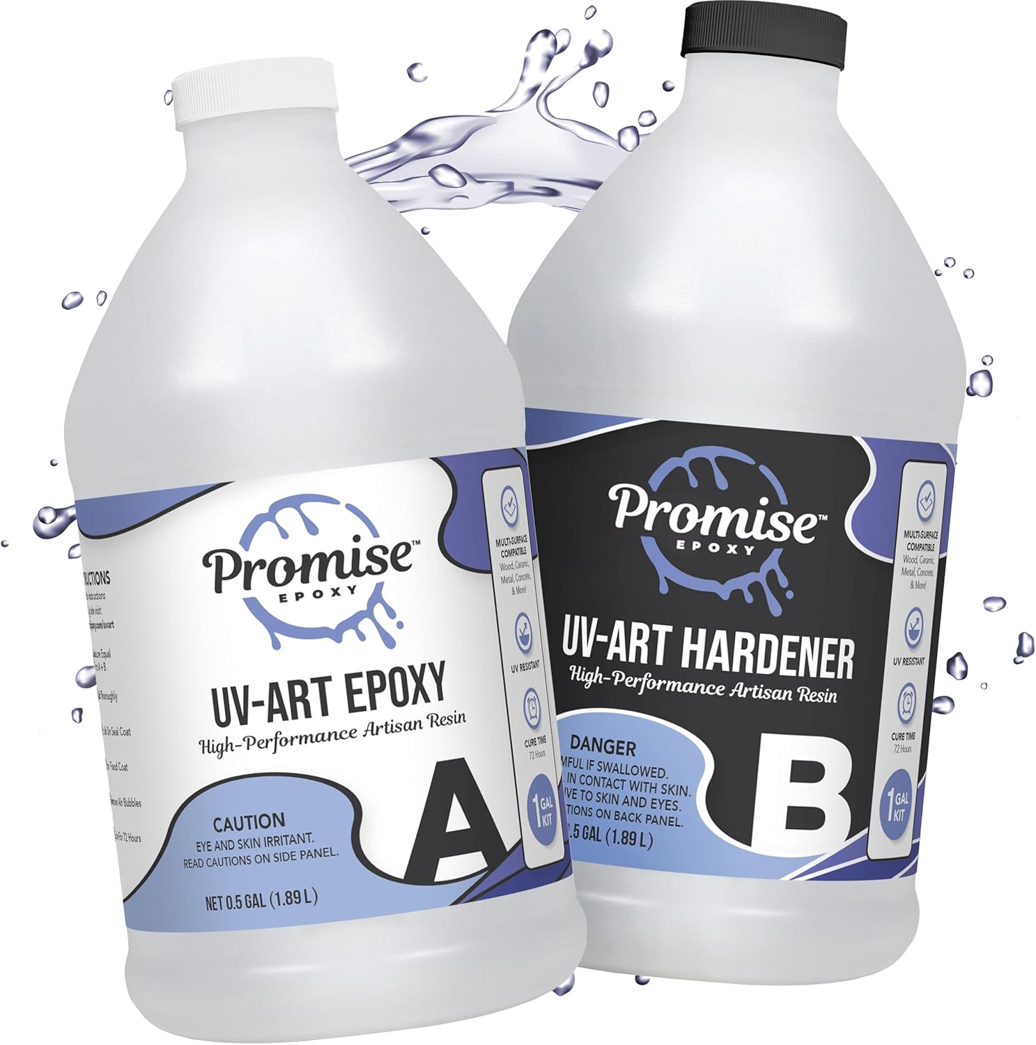 UV Art Resin - Crystal Clear Coating Table Top Epoxy Resin Kit with Superior UV Resistant Hard Finish on Tabletop, Hand Casting, Perfect for DIYers, Home Decor (1 Gallon)