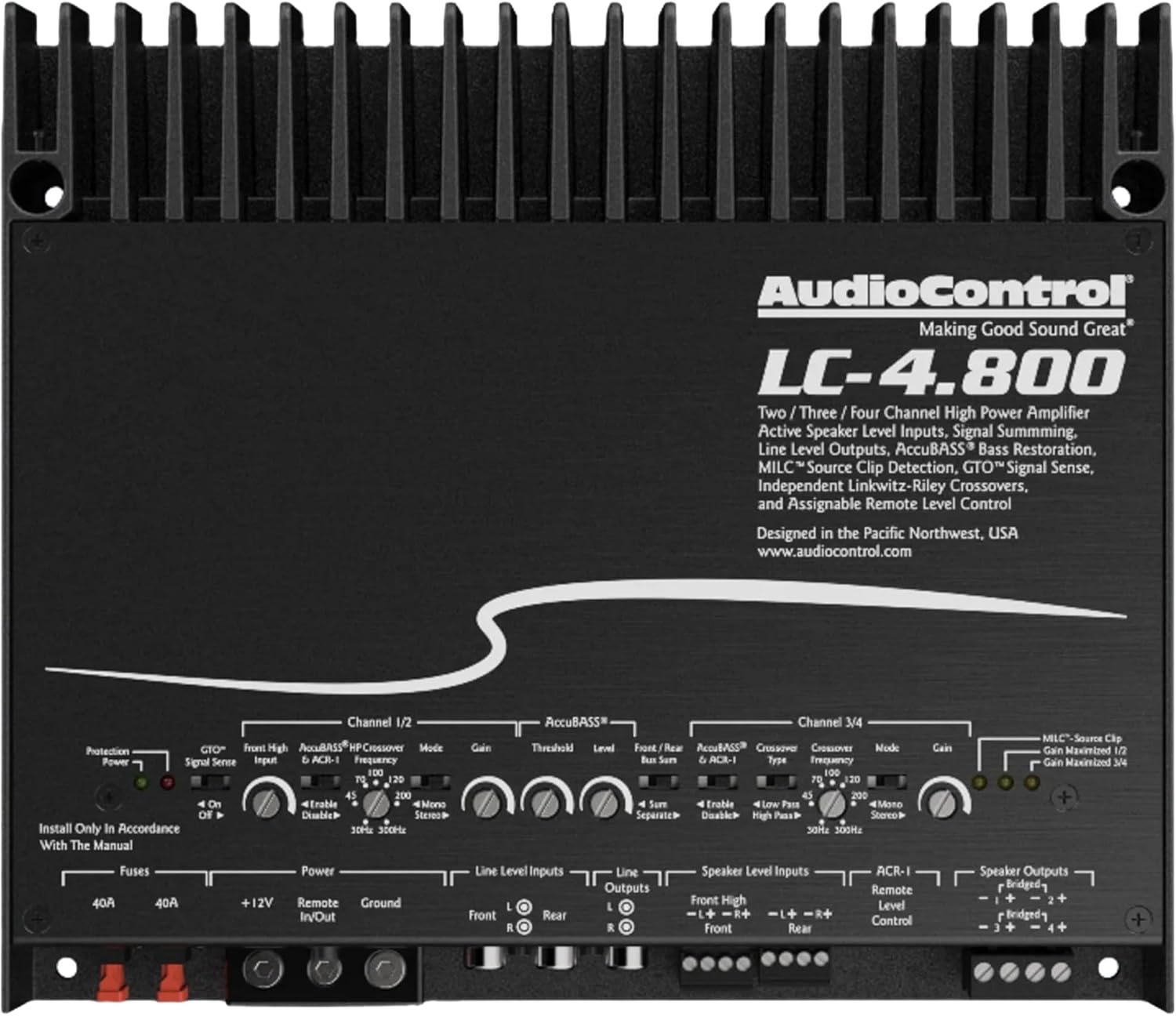 LC-4.800 High-Power 4-Channel DSP Matrix Car Amplifier with AccuBASS