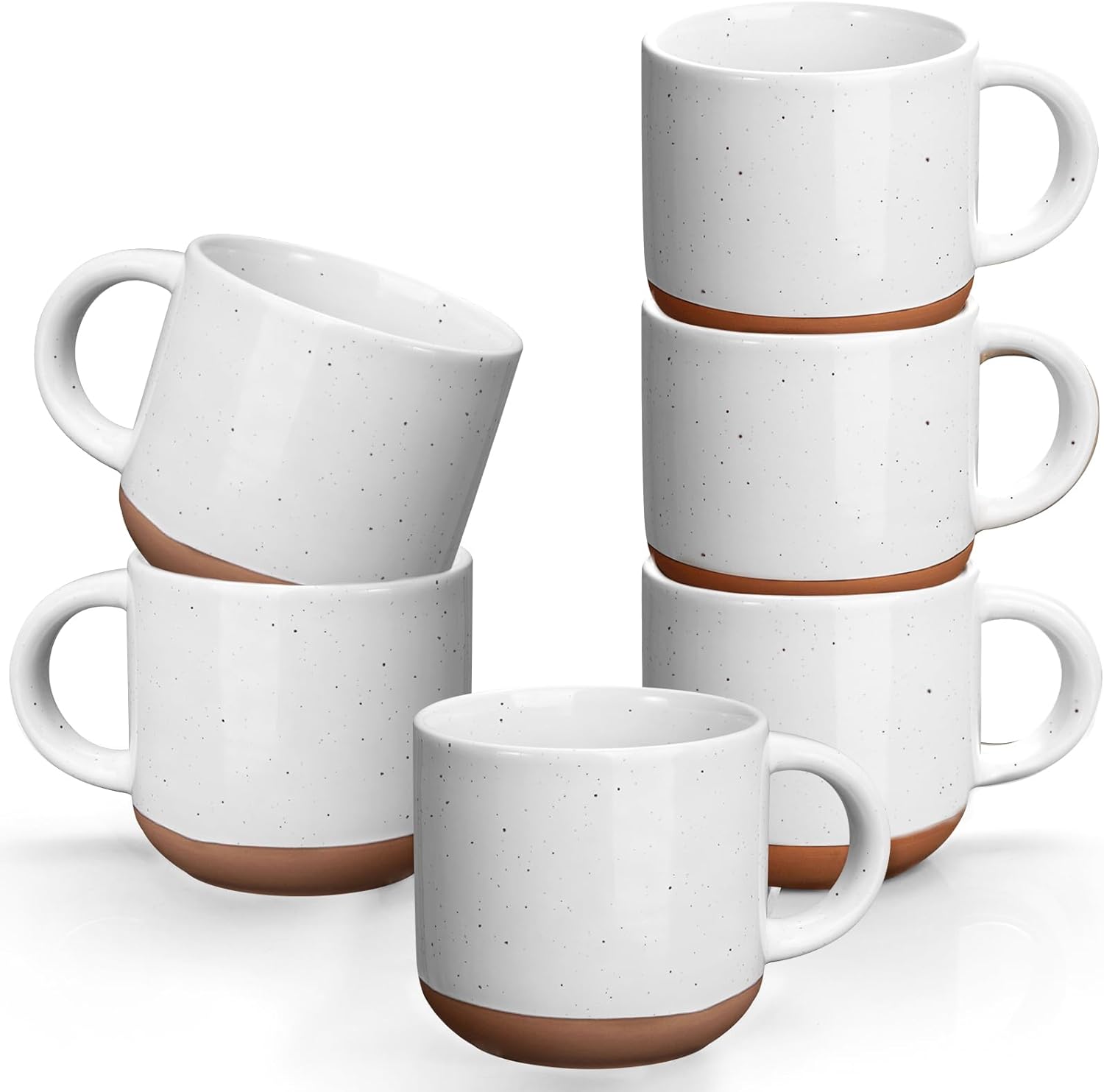 Gencywe Ceramic Mini Espresso Cups Set of 6, 5 oz Espresso Mugs with Handle, Porcelain Coffee Mugs Demitasse Cups, White Espresso Cups, Microwave Dishwasher Safe Suit for Espresso Machine