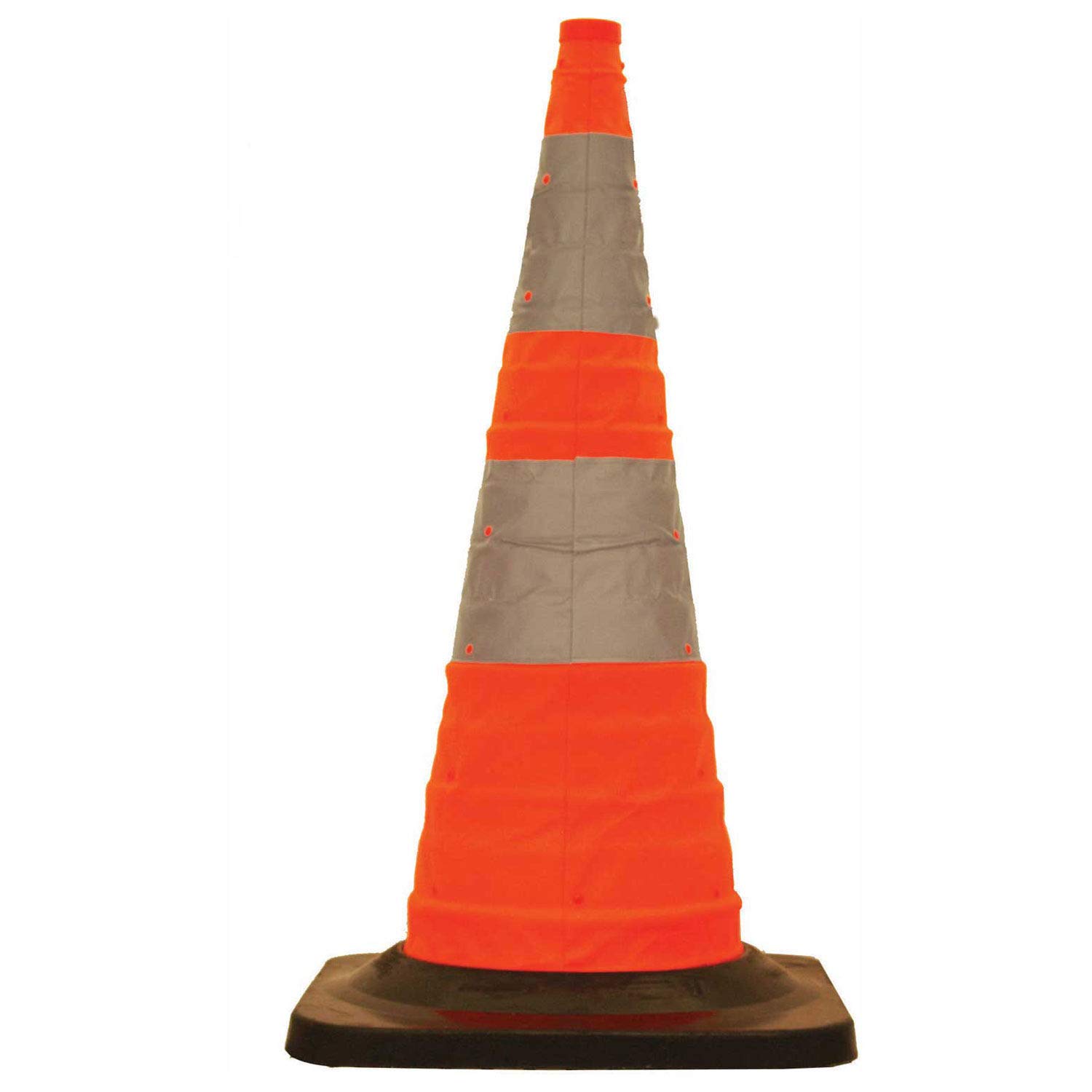 Cortina Safety Products 03-501-05 Pack n Pop Collapsible Cone, 4 LED Lights, 30", Orange, Black Rubber Base