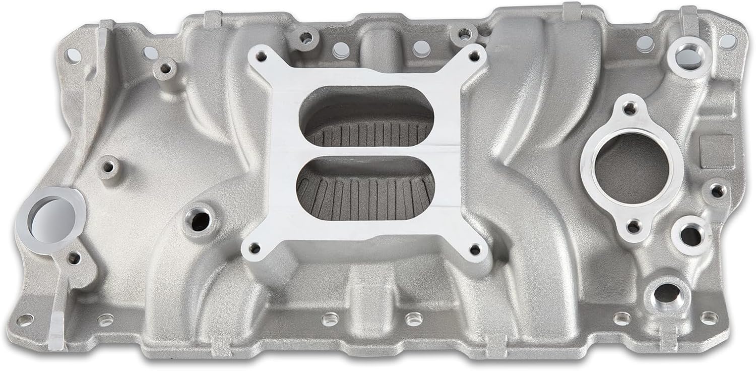 Silver 2701 Intake Manifold Aluminum Dual Plane SBC Compatible with Chevy Small Block 305 327 350