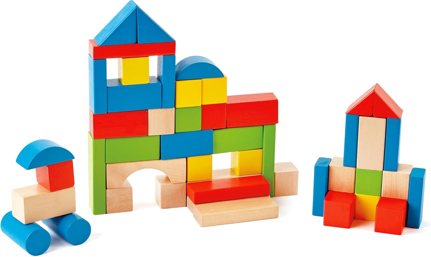 Hape Amazon.com: Hape Maple Wood Kids Building Blocks Stacking Wooden Block Educational Toy Set for Toddlers, 50 Brightly Colored Pieces in Assorted Shapes and Sizes